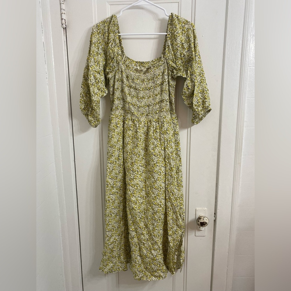WAYF shirred peasant style floral dress